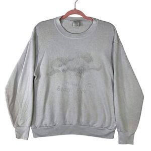 Vintage Delta Fifty-Fifty Florida Beach Bum Dog Sweatshirt Grey Mens Large USA